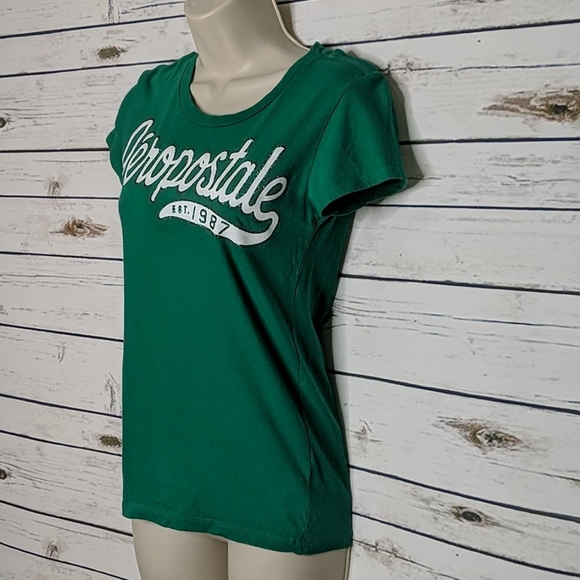 Aeropostale T-shirt Green White Sparkly Medium - Picture 3 of 7
